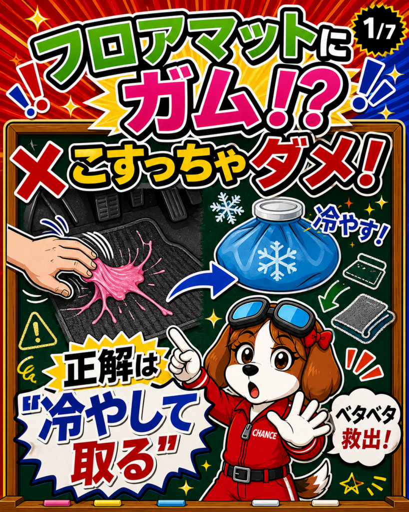 🚗フロアマットにガムがついたらどうする？🍬